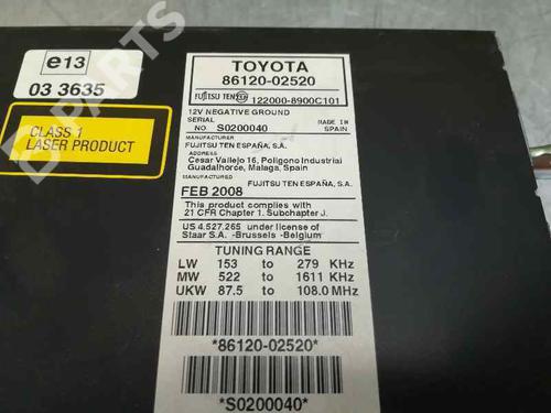 Radio TOYOTA AURIS (_E15_)  | BP4369923E6 