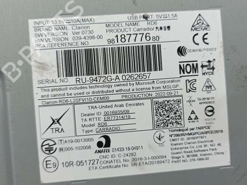 Radio TOYOTA PROACE Van (MDZ_)  | BP17621824E6 