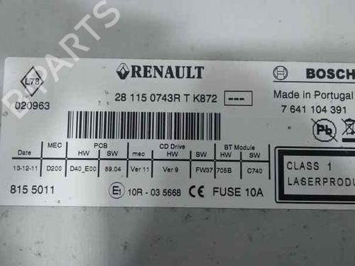 Radio RENAULT MEGANE III Coupe (DZ0/1_)  | BP22970989E6 