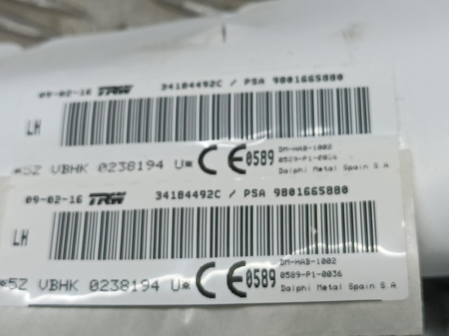Left curtain airbag PEUGEOT 5008 (0U_, 0E_) 2.0 HDi 150 / BlueHDi 