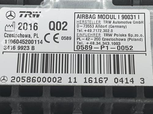Kollisonspute sett MERCEDES-BENZ C-CLASS Convertible (A205) C 220 d (205.404) | BP29628765C86 