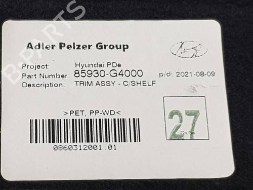 Rear parcel shelf HYUNDAI i30 (PDE, PD, PDEN) 2.0 N | BP39074239C85 - Image 4
