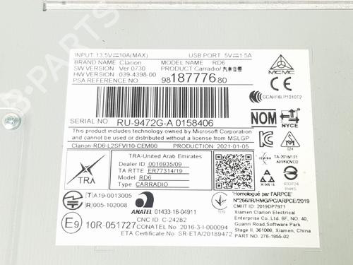Radio TOYOTA PROACE Van (MDZ_) 2.0 D4d (MDZ3) | BP13257303E6 