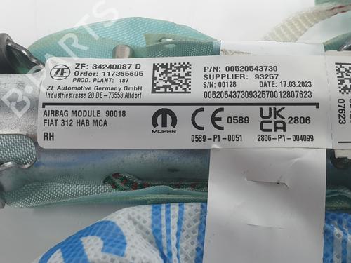 Right curtain airbag FIAT 500 (312_) 1.0 Mild Hybrid (312AYD1B) | BP21190736C12