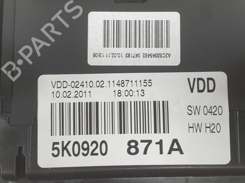 Instrument cluster VW GOLF VI (5K1) 1.6 TDI | BP5130364C47