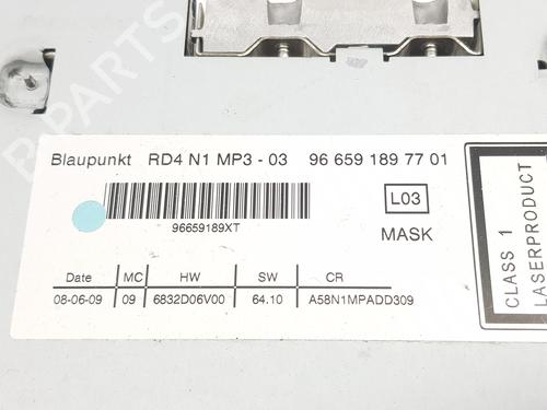 Radio PEUGEOT 3008 I MPV (0U_) 1.6 HDi | BP15951780E6 