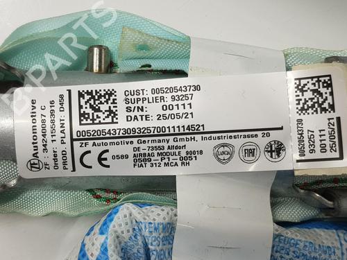 Right curtain airbag FIAT 500 (312_) 1.0 Mild Hybrid (312AYD1B) | BP12907409C12
