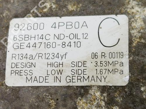 AC compressor NISSAN QASHQAI II SUV (J11, J11_) 1.6 DIG-T | BP9371696M34 