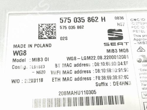 Radio SEAT IBIZA V (KJ1, KJG) 1.0 TSI | BP15989706E6 