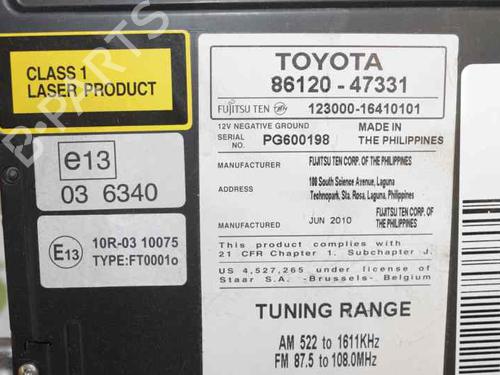 Radio TOYOTA PRIUS (_W3_) 1.8 Hybrid (ZVW3_) | BP798286E6 