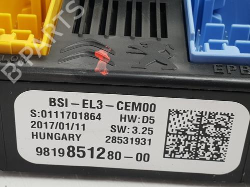 Fuse box PEUGEOT 3008 II SUV (MC_, MR_, MJ_, M4_)  | BP29491351E1 