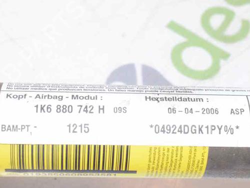 Right curtain airbag VW GOLF V (1K1) 1.4 TSI | BP776443C12 