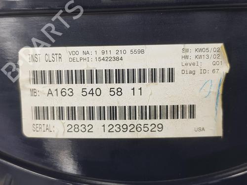 Instrument cluster MERCEDES-BENZ M-CLASS (W163) ML 270 CDI (163.113) | BP9686874C47 
