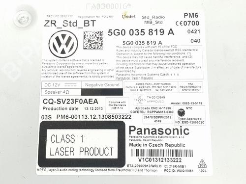 Radio VW GOLF VII (5G1, BQ1, BE1, BE2) 1.6 TDI | BP6056344E6