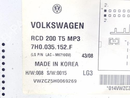 Radio VW TRANSPORTER T5 Van (7HA, 7HH, 7EA, 7EH) 2.5 TDI | BP12576724E6 