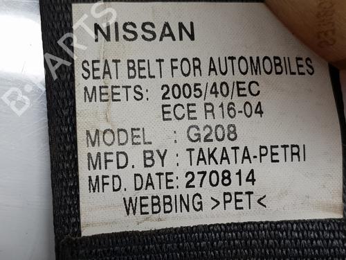 Rear center seatbelt NISSAN NAVARA NP300 (D40)  | BP26660542I27 