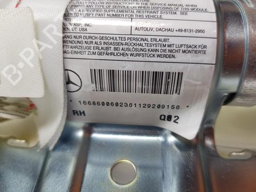 Right curtain airbag MERCEDES-BENZ M-CLASS (W166) ML 350 BlueTEC 4-matic (166.024, 166.023) | BP13638507C12 