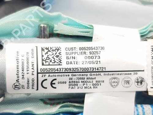 Right curtain airbag FIAT 500 (312_) 1.2 LPG (312AXA1A) | BP12903896C12 