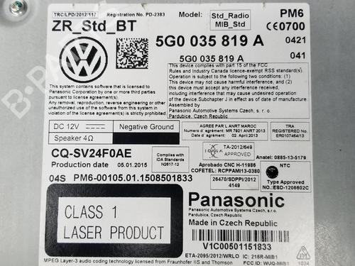 Radio VW GOLF VII (5G1, BQ1, BE1, BE2) 1.6 TDI | BP8199147E6 