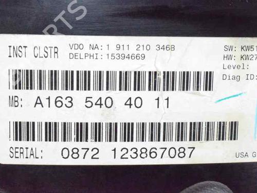 Instrument cluster MERCEDES-BENZ M-CLASS (W163) ML 270 CDI (163.113) | BP757028C47 
