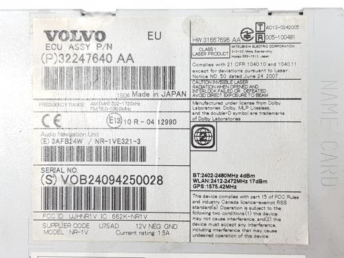 Radio VOLVO V40 Hatchback (525) D2 | BP17754364E6 