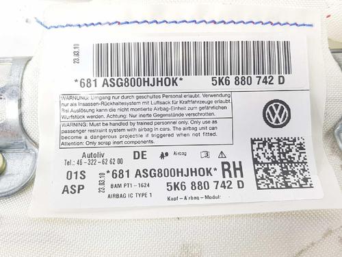 Right curtain airbag VW GOLF VI (5K1) 1.6 TDI | BP3377167C12 