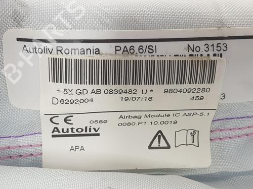 Right curtain airbag PEUGEOT 208 I (CA_, CC_) 1.6 HDi / BlueHDi 75 | BP3633746C12 