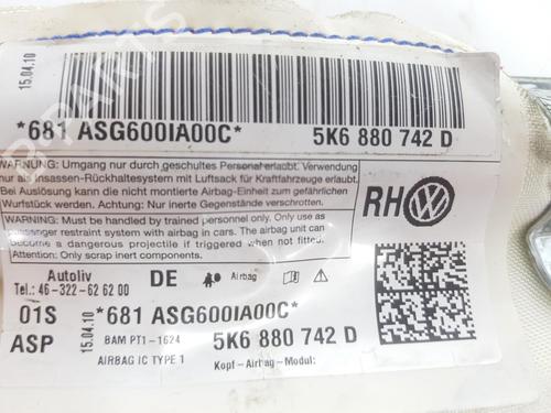 Right curtain airbag VW GOLF VI (5K1) 1.6 TDI | BP12461984C12 