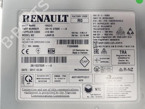 Radio RENAULT KADJAR (HA_, HL_) 1.5 dCi 110 (HLA3) | BP11282660E6 