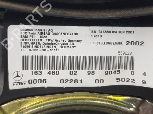 Driver airbag MERCEDES-BENZ M-CLASS (W163) ML 270 CDI (163.113) | BP9686842C9 
