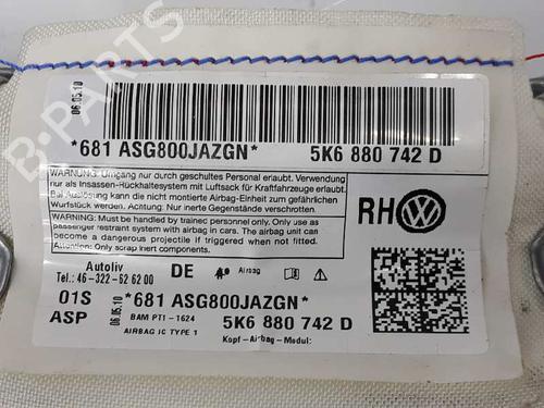 Right curtain airbag VW GOLF VI (5K1) 1.6 TDI | BP3516456C12 