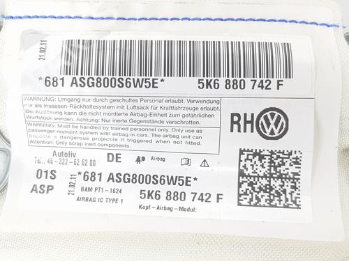 Right curtain airbag VW GOLF VI (5K1) 1.4 | BP7226438C12 
