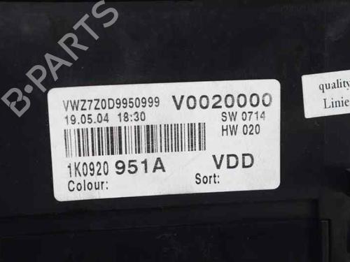 Instrument cluster VW GOLF V (1K1) 1.6 FSI | BP784603C47 