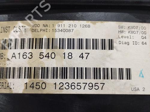 Instrument cluster MERCEDES-BENZ M-CLASS (W163) ML 270 CDI (163.113) | BP18474566C47 