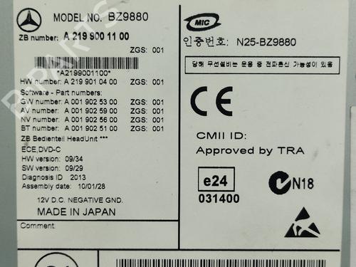 Radio MERCEDES-BENZ CLS (C219) CLS 320 CDI (219.322) | BP22329735E6