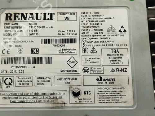 Radio RENAULT MEGANE IV Hatchback (B9A/M/N_) 1.5 dCi 110 (B9A3) | BP27237919E6