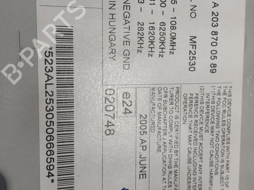 Radio MERCEDES-BENZ C-CLASS (W203) C 280 (203.054) | BP28368238E6 