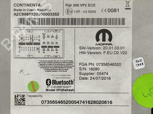 Radio FIAT TIPO Saloon (356_, 357_) 1.3 D (356SXB1A, 356SXH1A, 356SXD1A) | BP25986089E6
