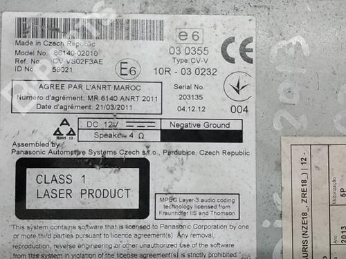 Radio TOYOTA AURIS (_E18_) | BP9772303E6