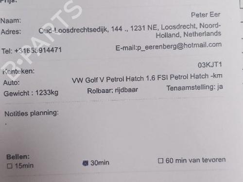 Gearbox VW GOLF V (1K1) 1.6 FSI | BP27638814M3 
