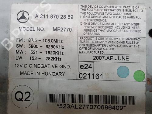 Radio MERCEDES-BENZ E-CLASS (W211) E 320 CDI (211.022) | BP7478636E6 