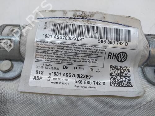 Right curtain airbag VW GOLF VI (5K1) 1.6 TDI | BP8388922C12 