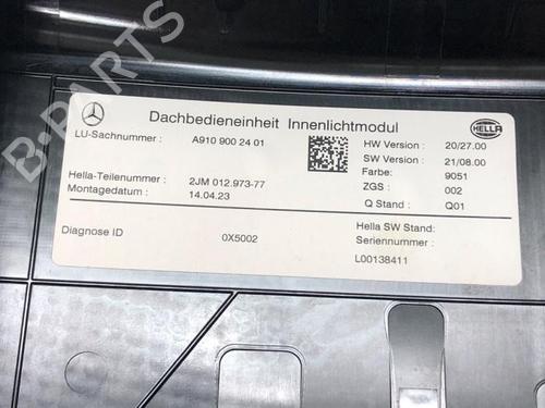 Interior roof light MERCEDES-BENZ SPRINTER 3,5-t Van (B907, B910) 317 CDI RWD (907.631, 907.633, 907.635, 907.637) | BP27543168I8 
