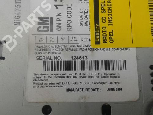Radio OPEL INSIGNIA A (G09) 2.0 CDTI (68) | BP7474668E6 