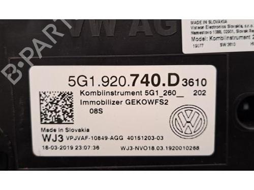 Instrument cluster VW GOLF VII (5G1, BQ1, BE1, BE2) 1.0 TSI | BP29222852C47 