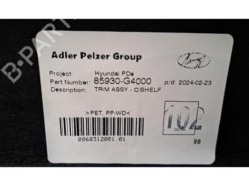 Cappelliera posteriore KIA CEE'D Hatchback (ED) 1.6 CVVT | BP30810641C85