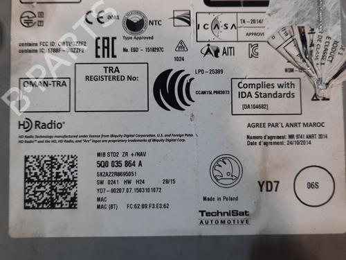 Radio SKODA FABIA III Estate (NJ5) 1.4 TDI | BP15544790E6 