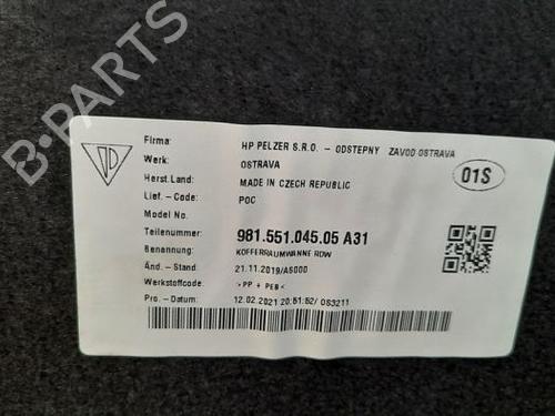 Boot lining PORSCHE 718 CAYMAN (982) 4.0 GT4 (982810, 982811) | BP23597776I3 