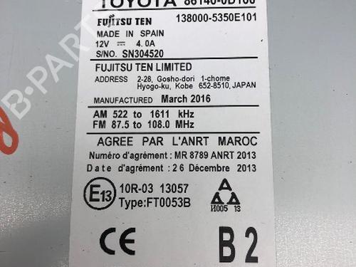 Radio TOYOTA YARIS (_P13_) 1.3 (NSP130_, NSP130) | BP19390753E6 