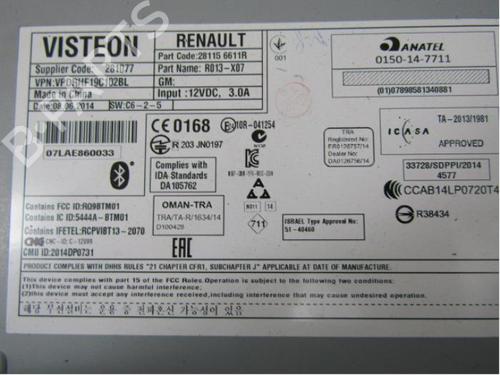 Radio RENAULT TWINGO III (BCM_, BCA_) 1.0 SCe 70 | BP40593281E6 - Image 3